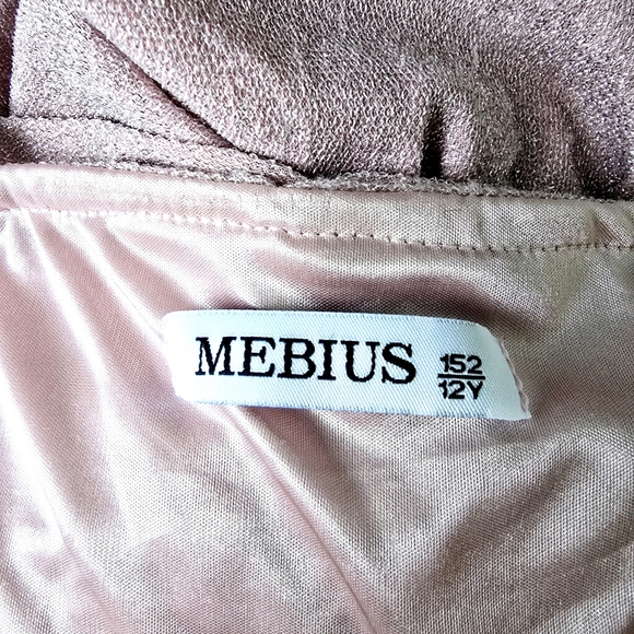 Mebius light pink midi dress | ruched with shimmery fabric | holiday or hoco - Picture 2 of 6